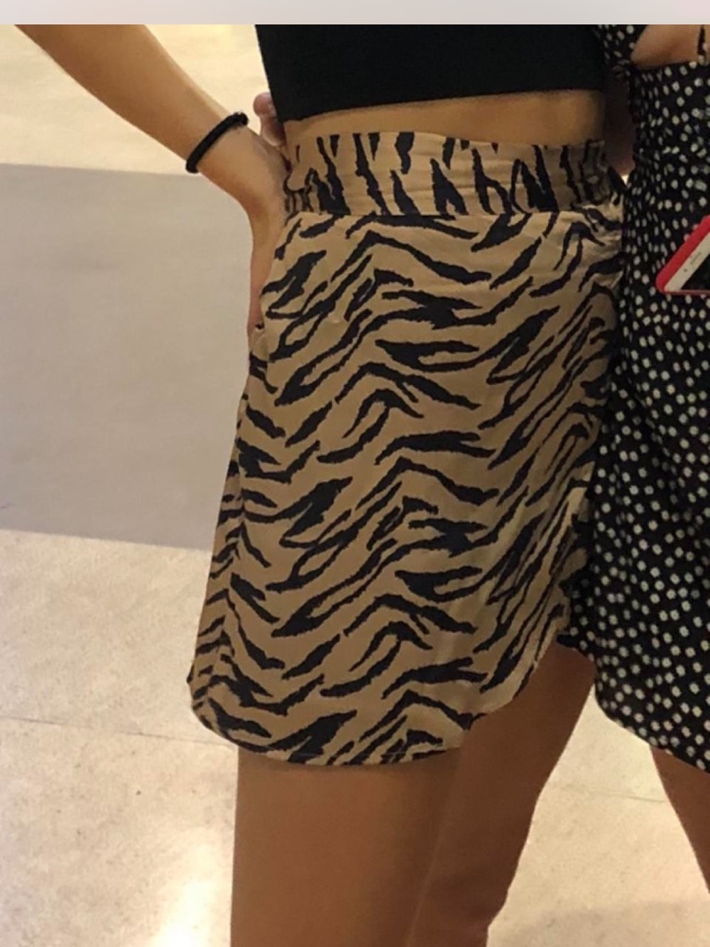 Reformation Tan and Black Tiger-Print Wrap Mini Skirt - Picture 3 of 3